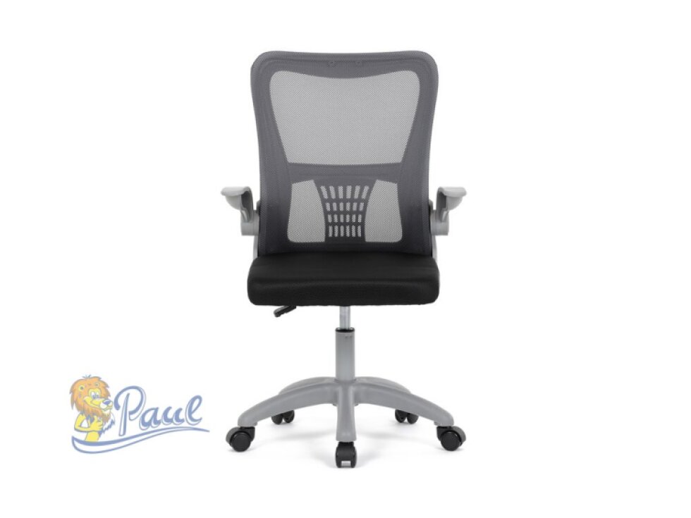 Kancelářská židle, tmavě šedá síťovina, šedý plast, kolečka na tvrdé podlahy