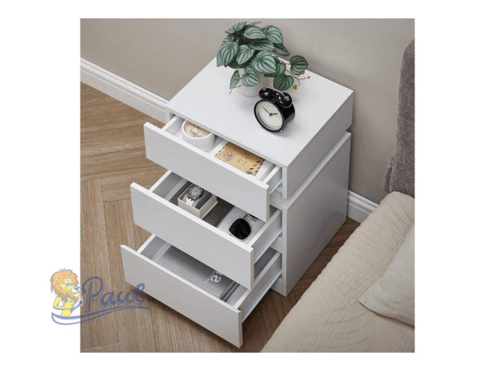Noční stolek 40x35x55cm, mdf, bílá, ANT-E1163 WT