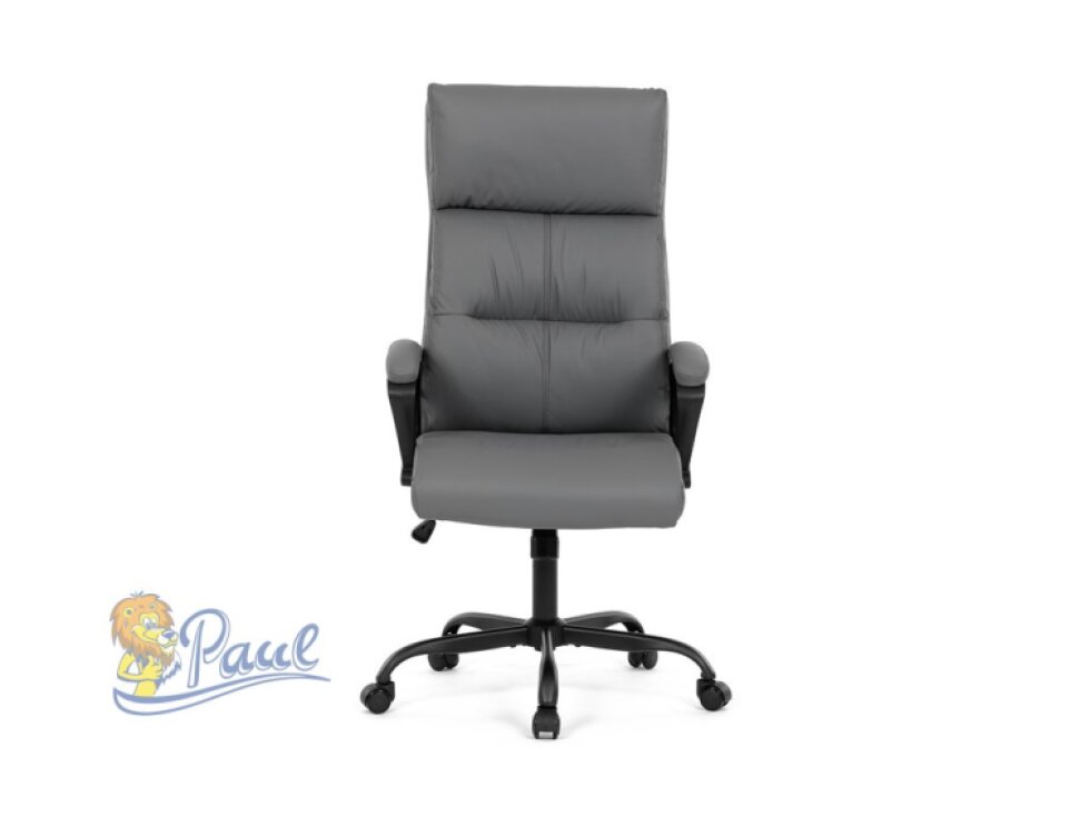 Kancelářské křeslo, šedá ekokůže, taštičkové pružiny, kovový kříž, kolečka na tvrdé podlahy
