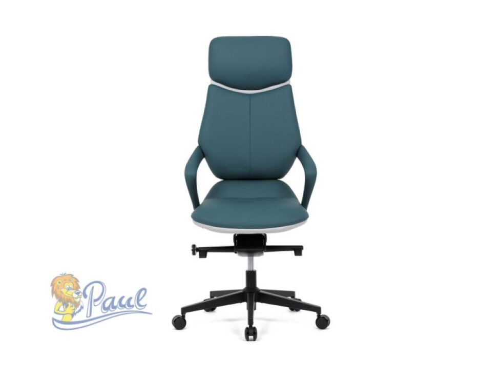 Kancelářské křeslo, zelená ekokůže, houpací mechanismus s aretací ve 4 polohách, kovový kříž, kolečka pro tvrdé povrchy