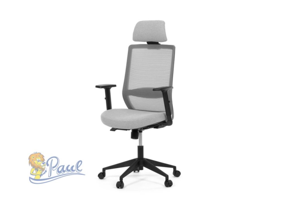 Židle kancelářská, šedá MESH síťovina, šedá látka, plastový kříž, synchronní mechanismus, kolečka pro tvrdé povrchy