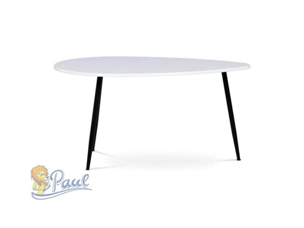 Konferenční stůl, MDF deska, bilý matt, černý kov