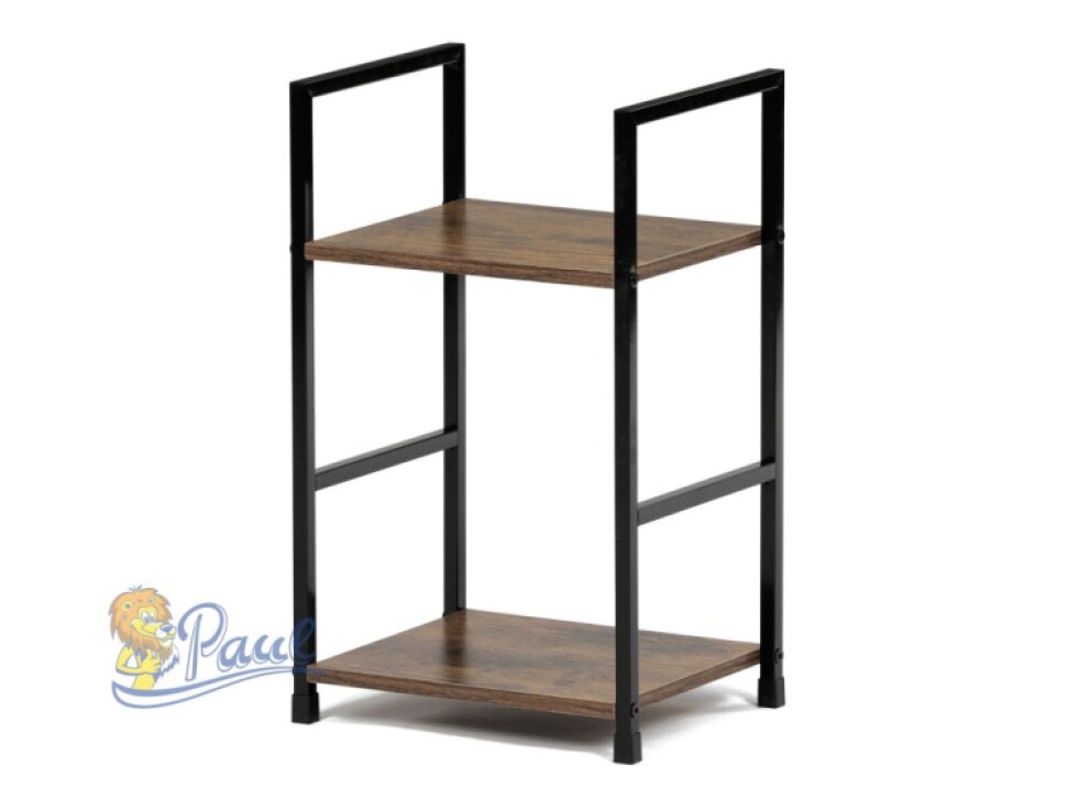 Regál, 2 police, dekor staré dřevo, MDF, černý lak