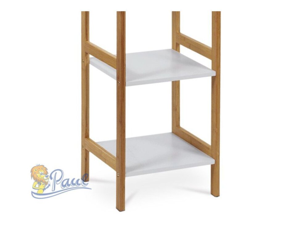 Regál, 5 polic, masiv bambus, přírodní odstín, MDF, bílý matný lak, nosn. 15 kg