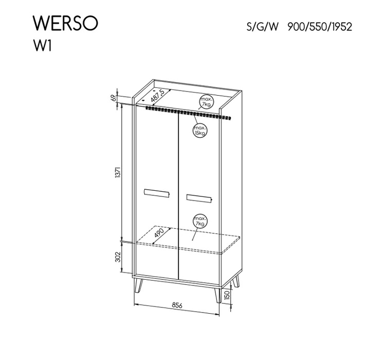 Šatní skříň Werso W1