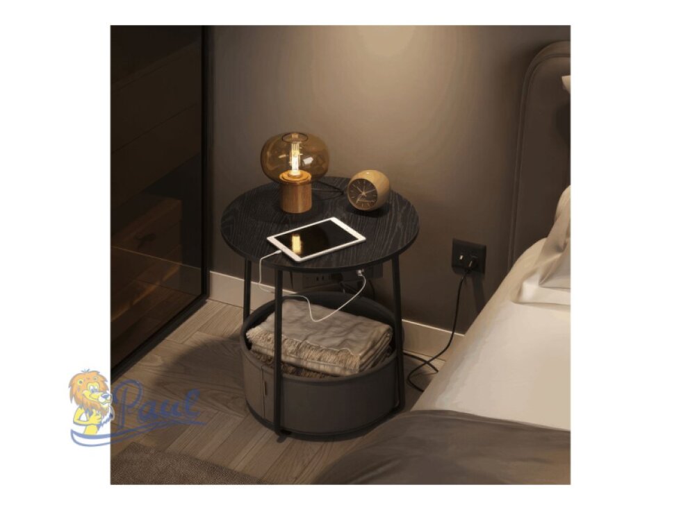 Odkládací stolek 45x45x50cm, mdf, černá, AKF-E1028 BK