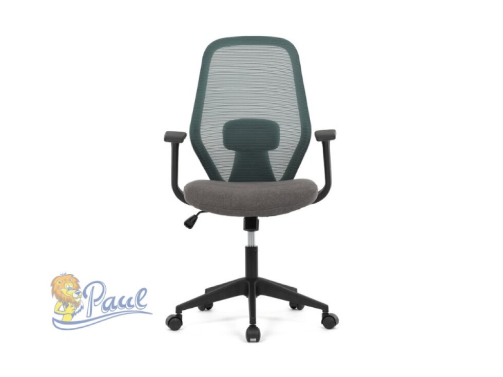 Židle kancelářská, látka zelená, houpací mechanismus, kolečka pro tvrdé povrchy