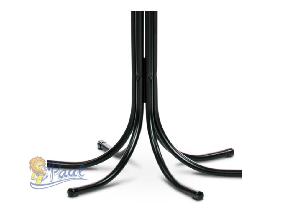 Věšák stojanový, kovová konstrukce, černý matný lak, výška 188 cm, nosnost 12 kg