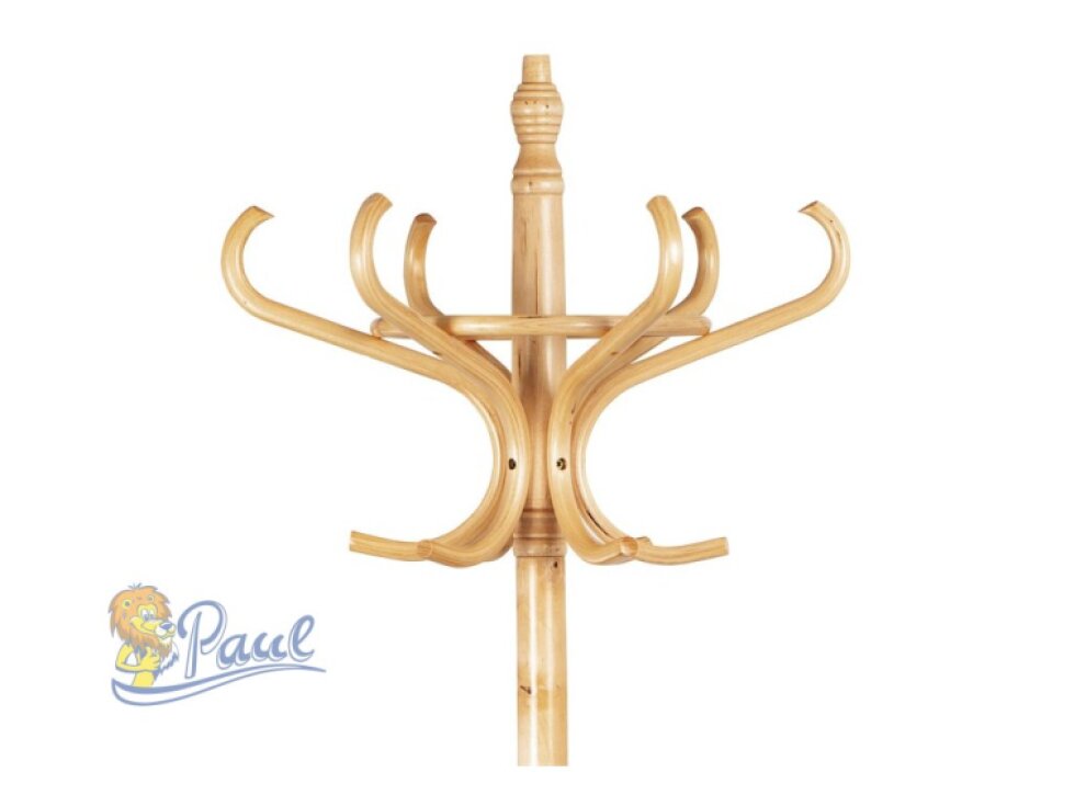 Věšák dřevěný stojanový, masiv topol a bříza, přírodní odstín, výška 185 cm