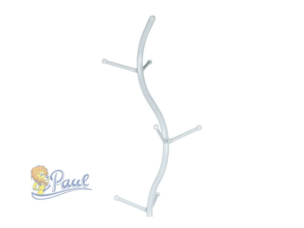 Věšák stojanový, výška 180 cm, kovová konstrukce, bílý matný lak, nosnost 10 kg