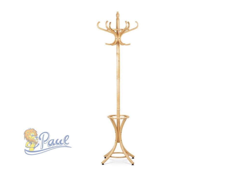 Věšák dřevěný stojanový, masiv topol a bříza, přírodní odstín, výška 185 cm