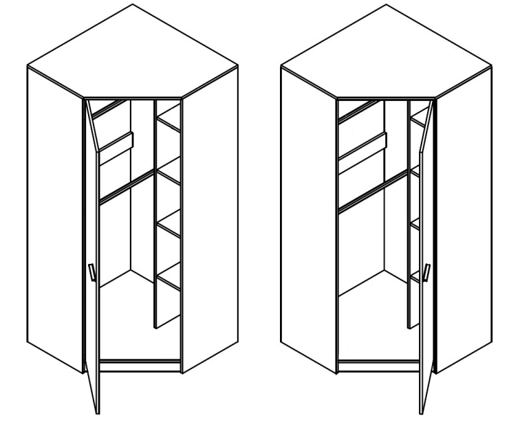 Rohová šatní skříň Rest R14