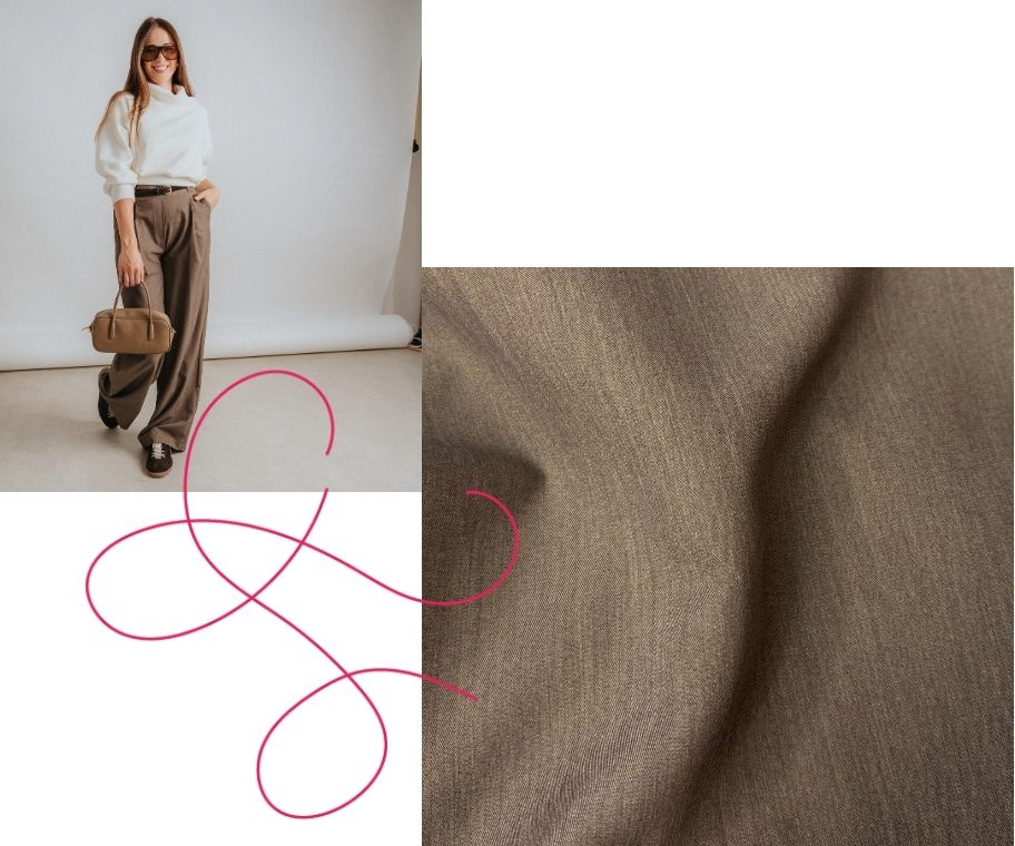 Kalhoty Wide Brown Melange