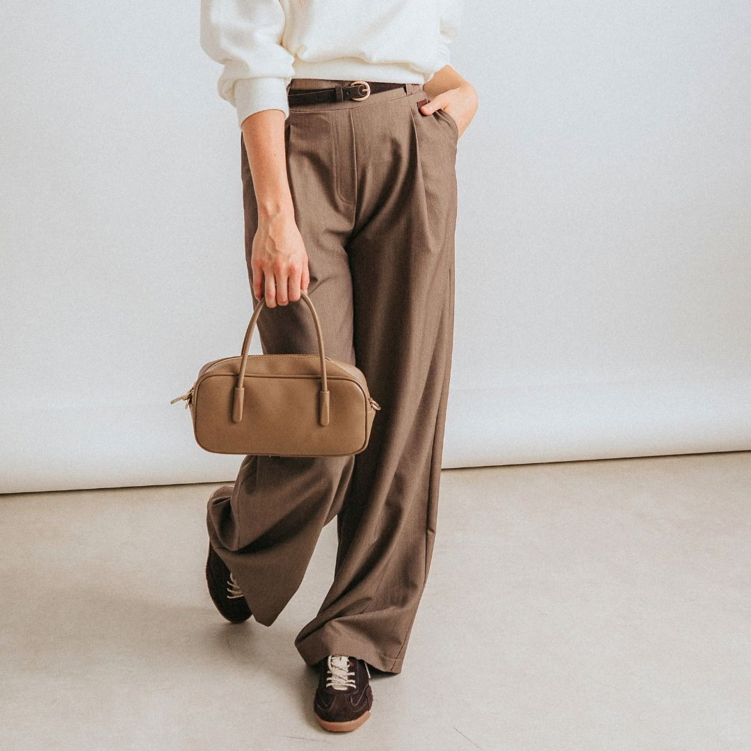 Kalhoty Wide Brown Melange