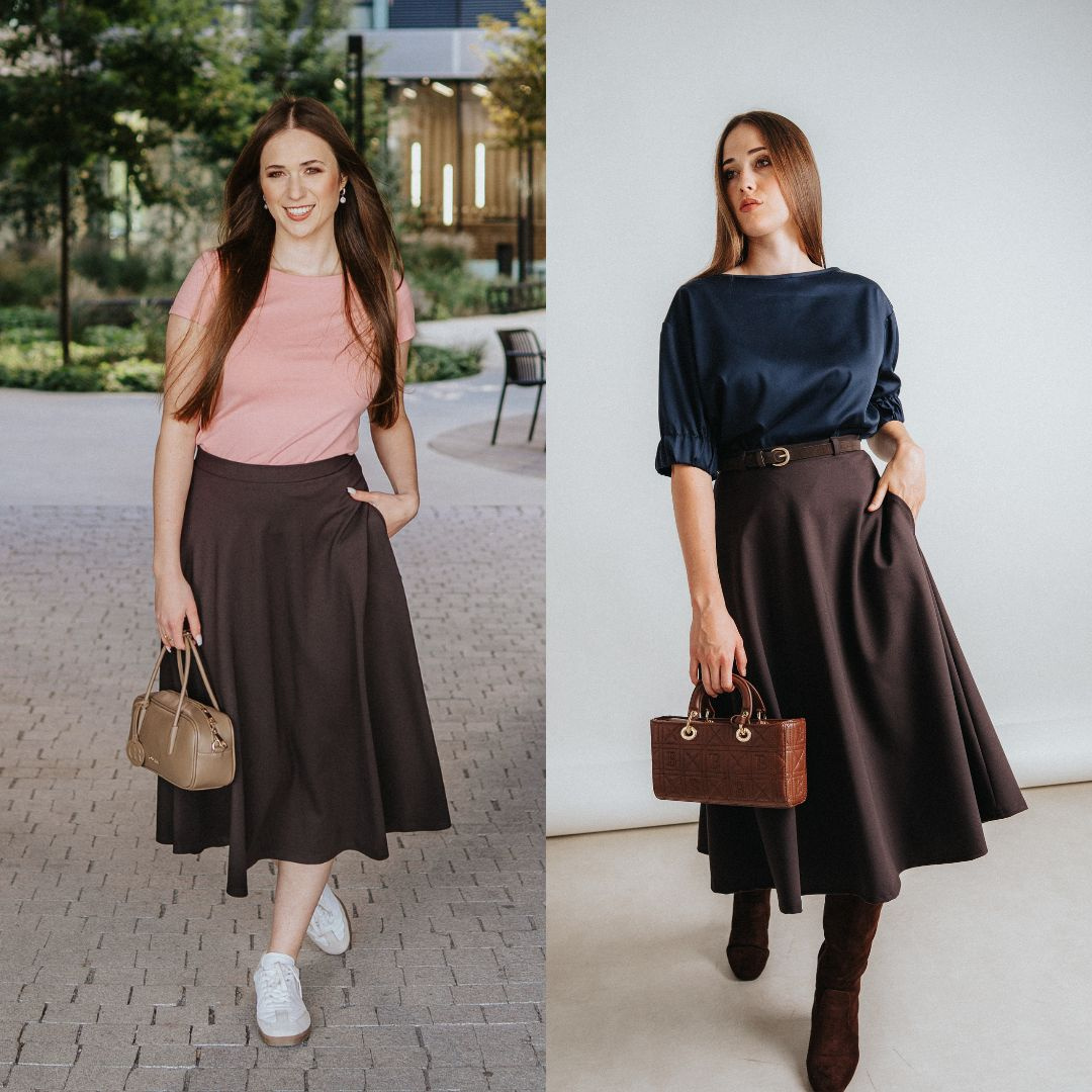 Sukně Arc Midi Burgundy