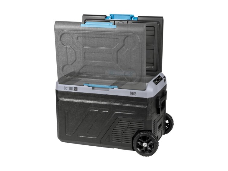 Profesionálna kompresorová cestovná chladnička TEESA s funkciou mrazenia 40L DC12/24 AC 230V, možnosť napájania z batérie, veľké kolesá a pevná rukoväť, Bluetooth