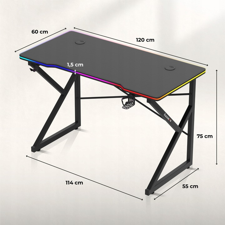 Herný stôl Huzaro Hero 1.7 RGB Black