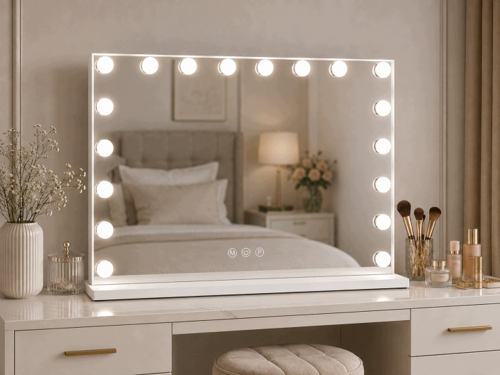 Hollywood Premium LED-es kozmetikai tükör 80 × 60 cm, fehér