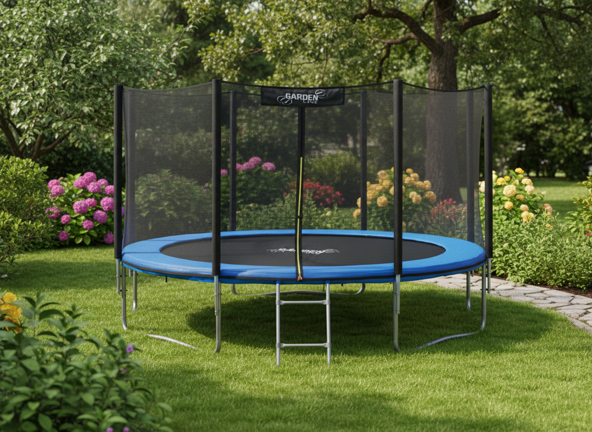 Trampolína 12FT 374 cm + vonkajšia ochranná sieť + rebrík, MULTI