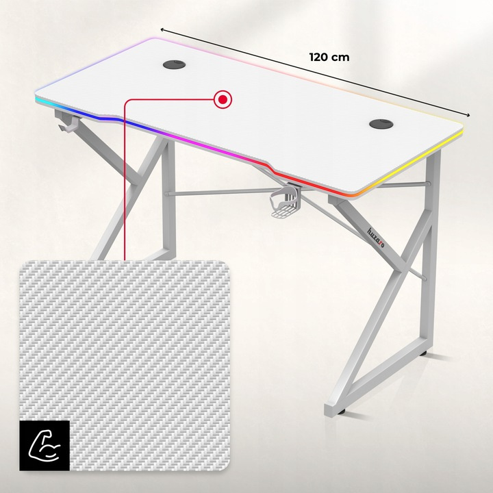 Herný stôl Huzaro Hero 1.7 RGB White