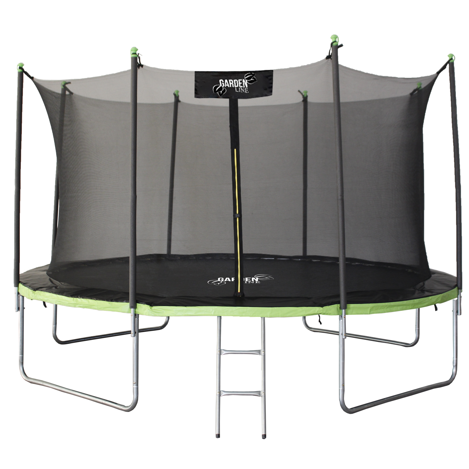 Trampolína 12FT 374cm + vnútorná ochranná sieť + rebrík, ZELENÁ