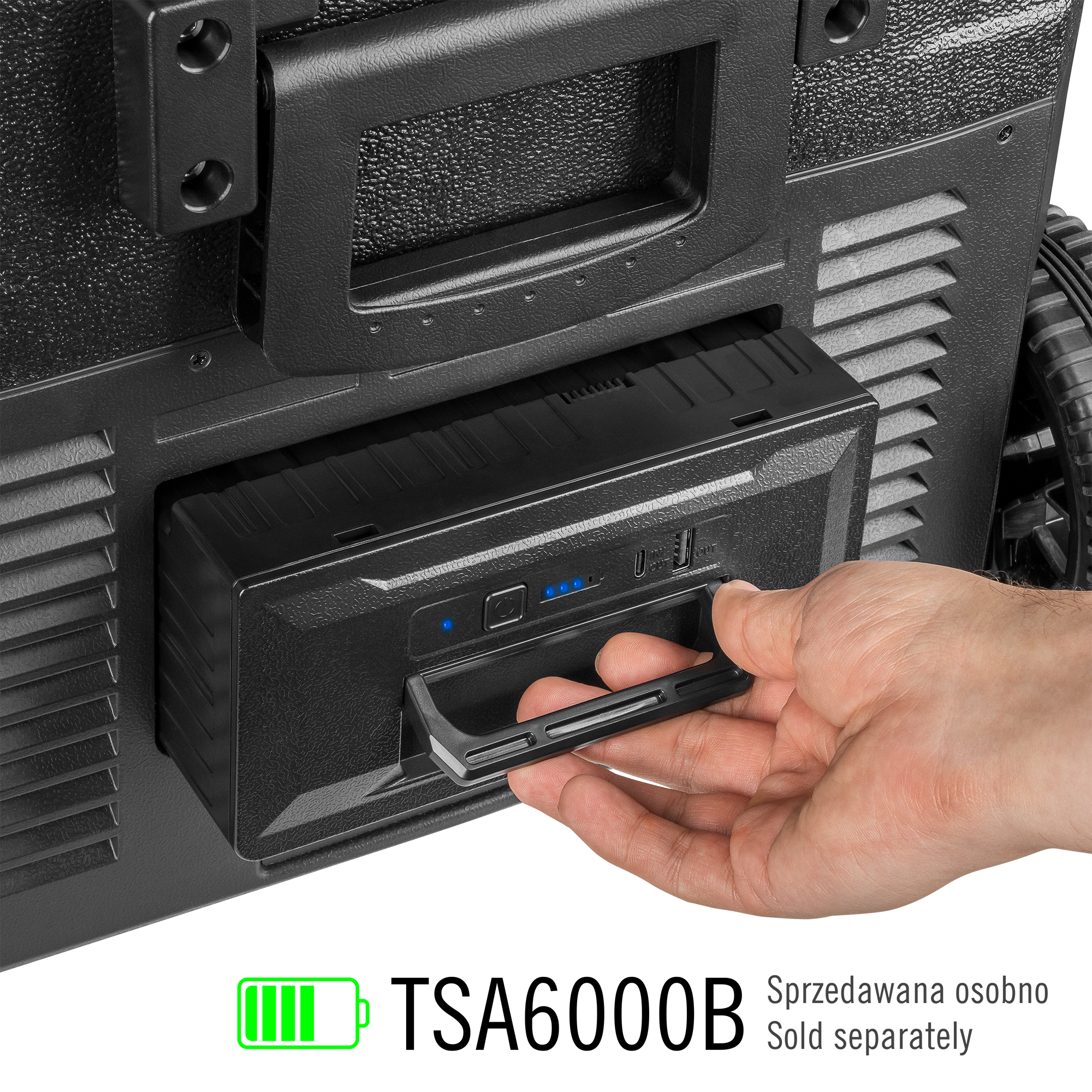 Profesionálna kompresorová cestovná chladnička TEESA s funkciou mrazenia 40L DC12/24 AC 230V, možnosť napájania z batérie, veľké kolesá a pevná rukoväť, Bluetooth