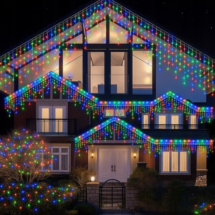 Vianočné vonkajšie svietielka, 1000LED, 54m, cencúle, FLASH, MULTICOLOR