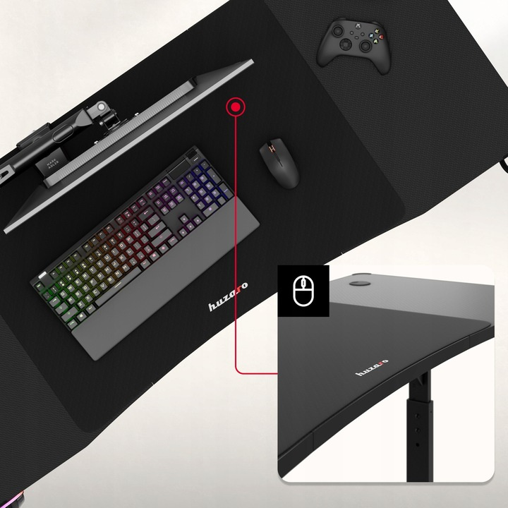 Herní stůl Huzaro Hero 3.6 RGB Černý/Black