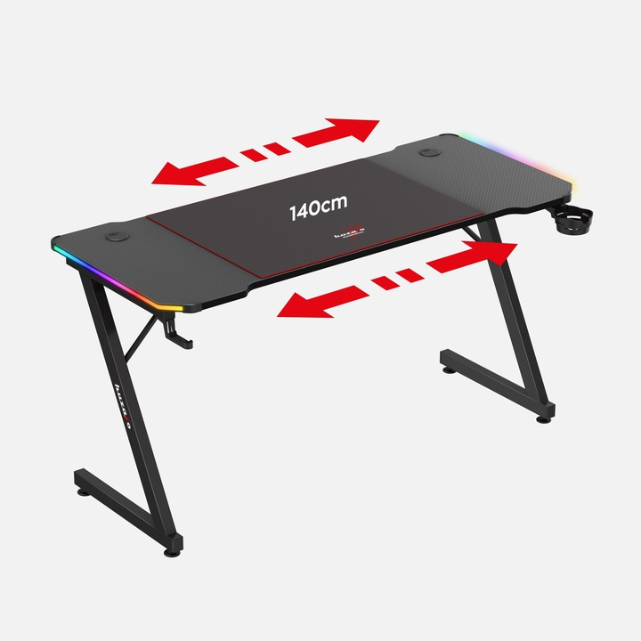 Herný stôl Huzaro Hero 3.3 RGB Black + Podložka XXL