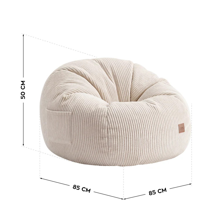 Menčestrový sedací vak s podnožkou Comfy 3.0 Béžové
