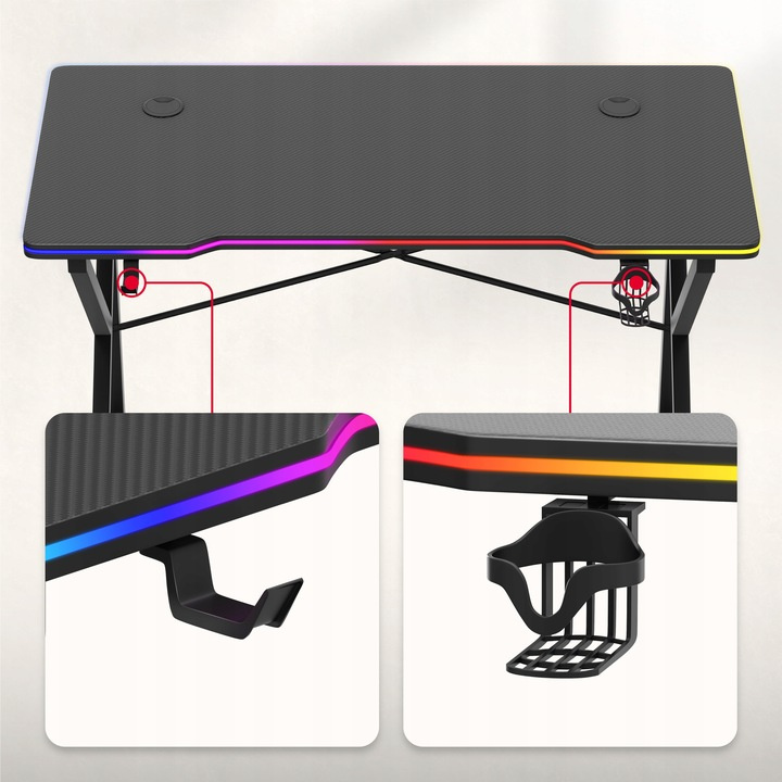 Herný stôl Huzaro Hero 1.7 RGB Black