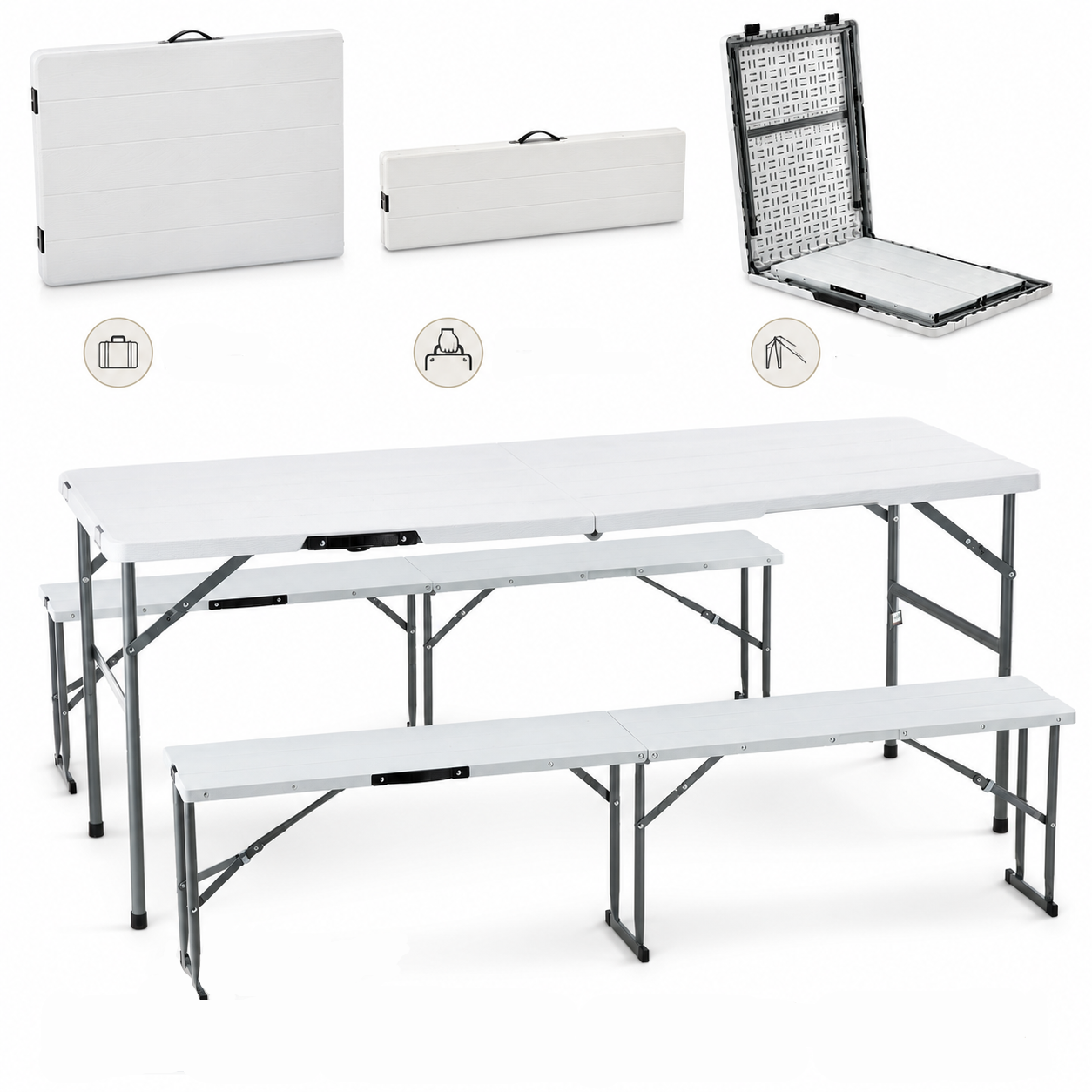 Cateringový set so stolom 180 cm a lavičkami