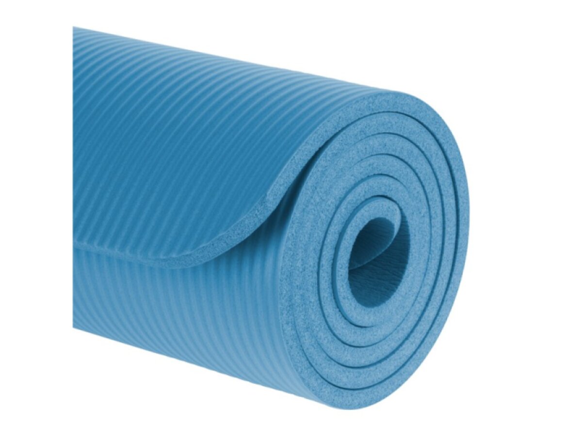 Gymnastická podložka na jogu, pilates, fitness, 183x61cm, hrúbka 1cm, materiál NBR, modrá
