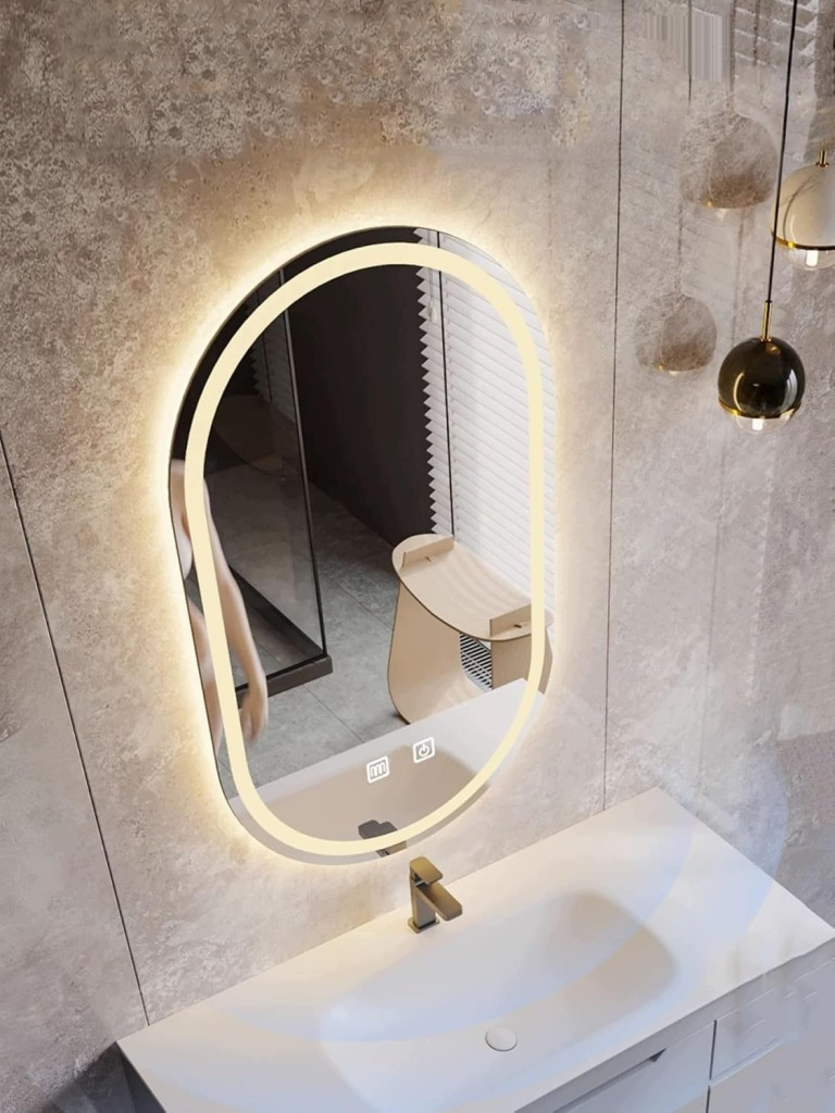 Ovális LED-es tükör 45 × 80 cm