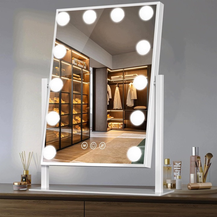 LED-es kozmetikai tükör 30 × 40 cm, fehér