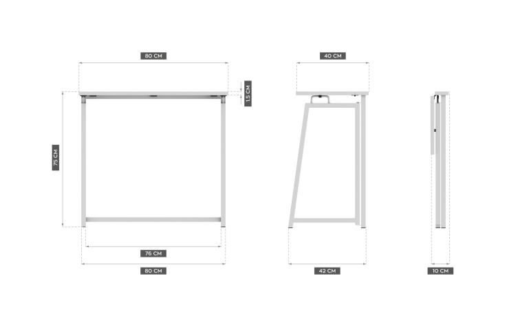 Skladací písací stôl Mark Adler Leader 1.5 Biely 80x40cm