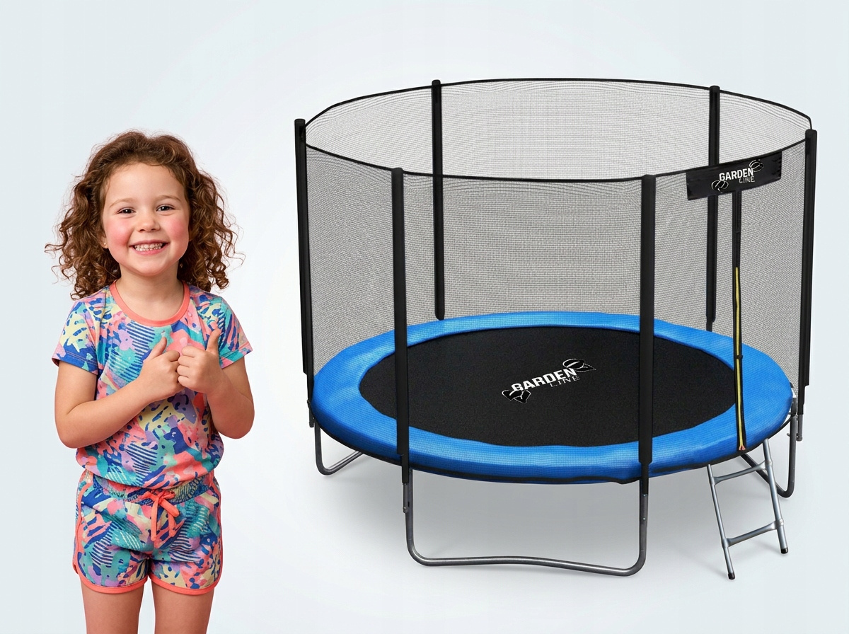 Trampolína 252 cm + vonkajšia ochranná sieť + rebrík, MODRÁ
