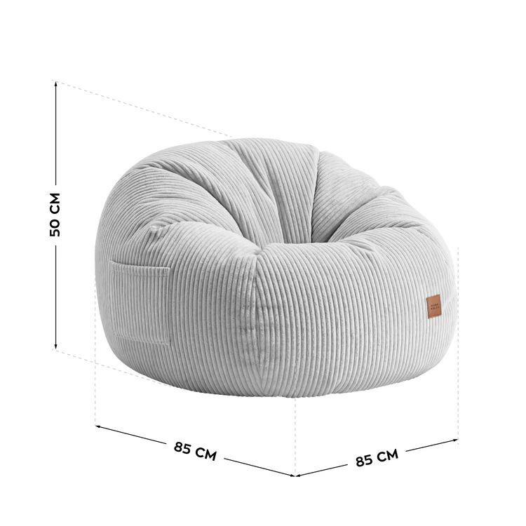 Menčestrový sedací vak s podnožkou Comfy 3.0 Sivé