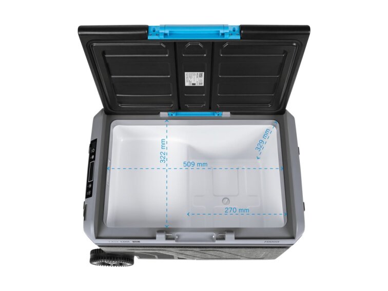 Profesionálna kompresorová cestovná chladnička TEESA s funkciou mrazenia 40L DC12/24 AC 230V, možnosť napájania z batérie, veľké kolesá a pevná rukoväť, Bluetooth