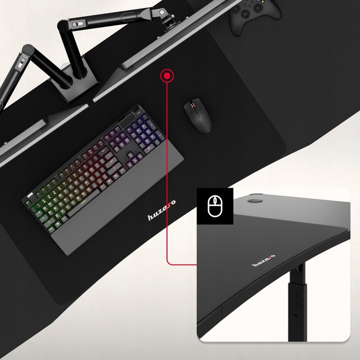 Herní stůl Huzaro Hero 4.6 RGB Černý/Black