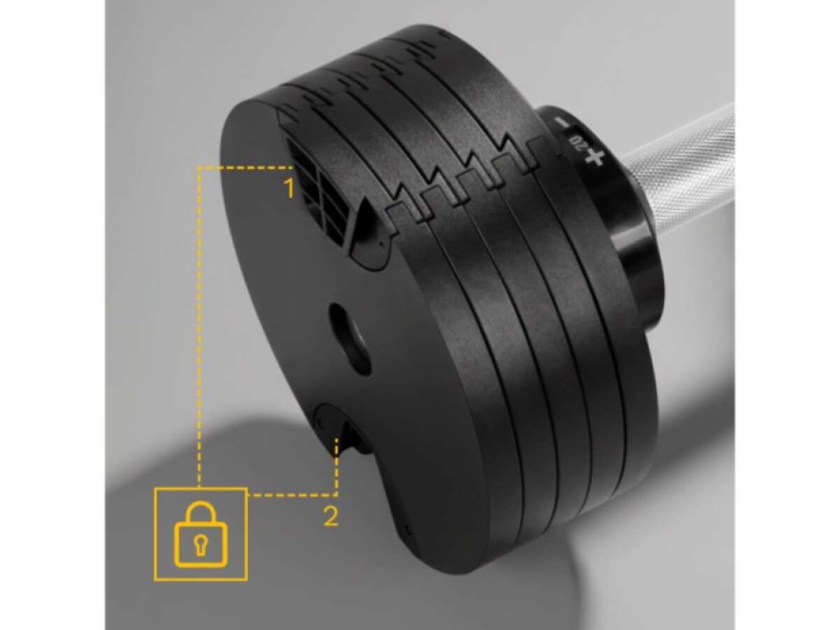 Nastaviteľná jednoručná činka 36 kg, skok po 2 kg, REBEL ACTIVE