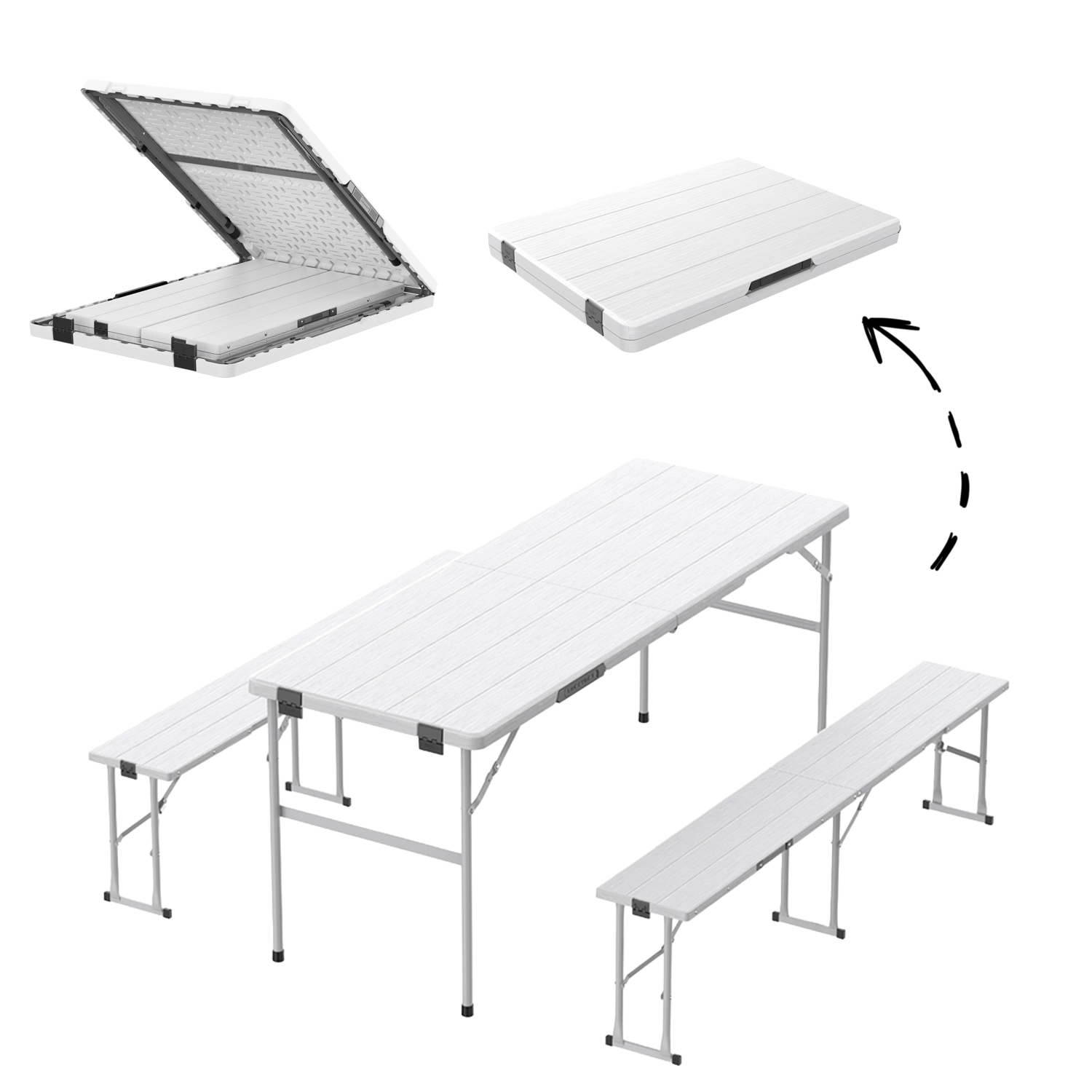Cateringový set so stolom 180 cm a lavičkami