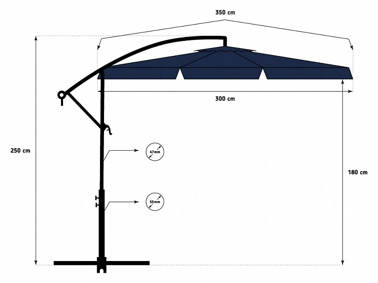 ROMA napernyő, 350 cm, bézs