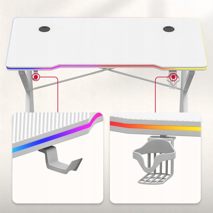 Herný stôl Huzaro Hero 1.7 RGB White