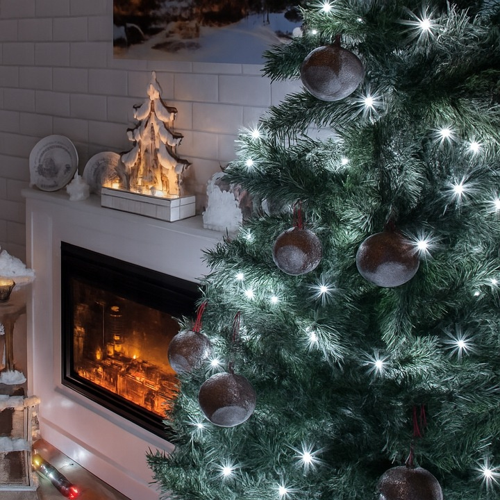 Vianočné svetielka na stromček, Reťaz 500x LED, 8 režimov, STUDENÁ BIELA