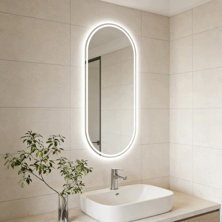 Ovális LED-es tükör 45 × 80 cm