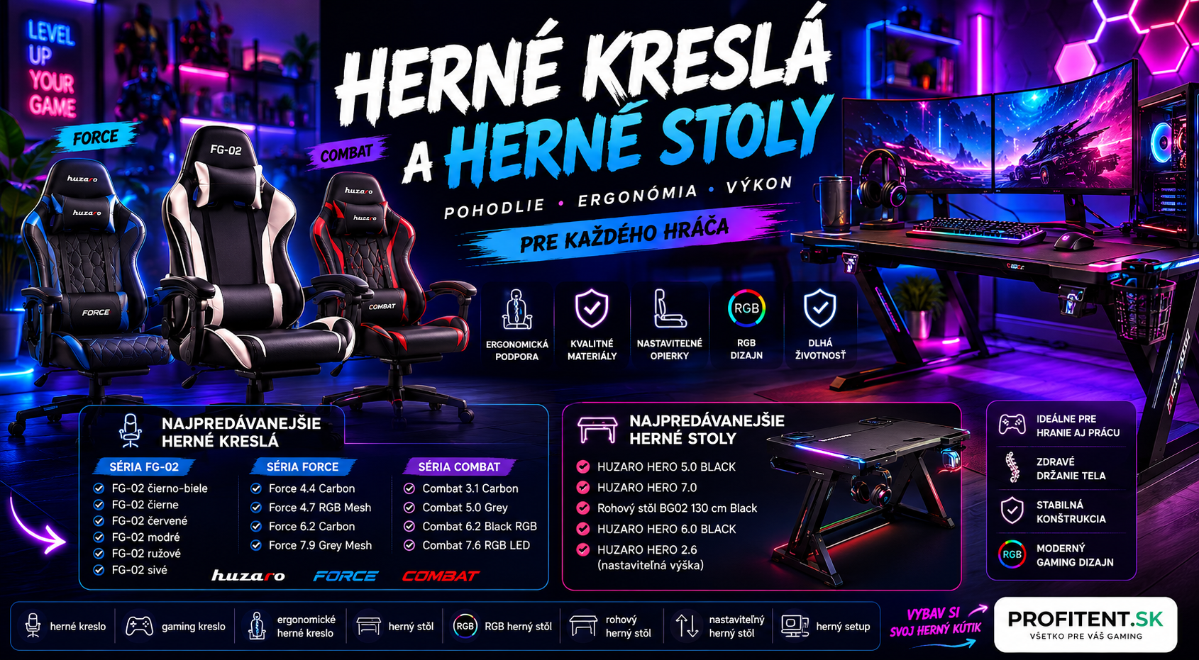 Herné kreslá a herné stoly – pohodlie pre každého hráča