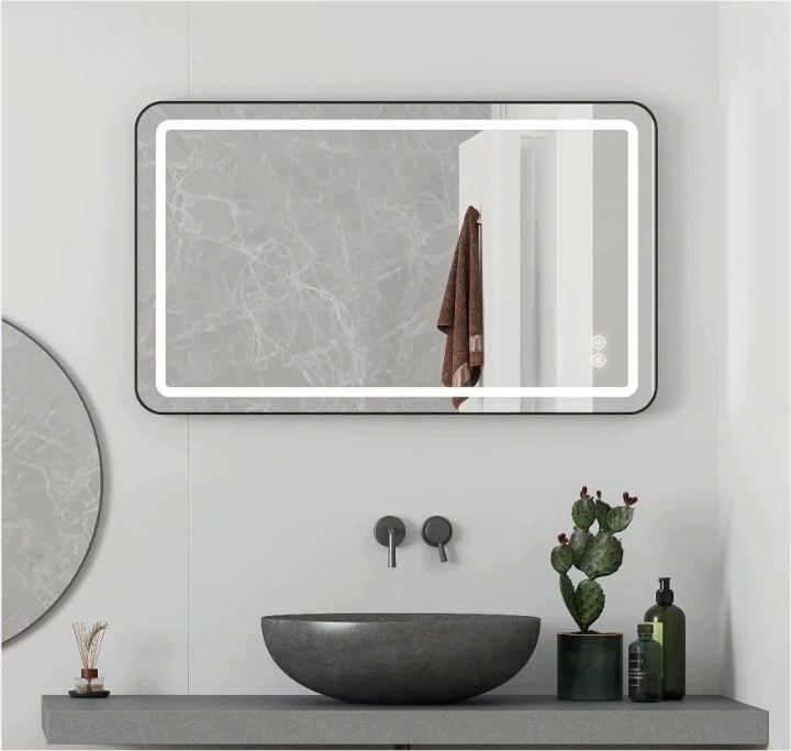 Téglalap alakú LED-es tükör 80 × 60 cm