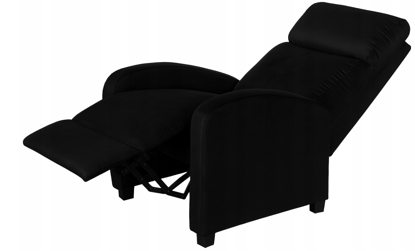 Polohovatelné relaxační sametové křeslo do obývacího pokoje Černá barva