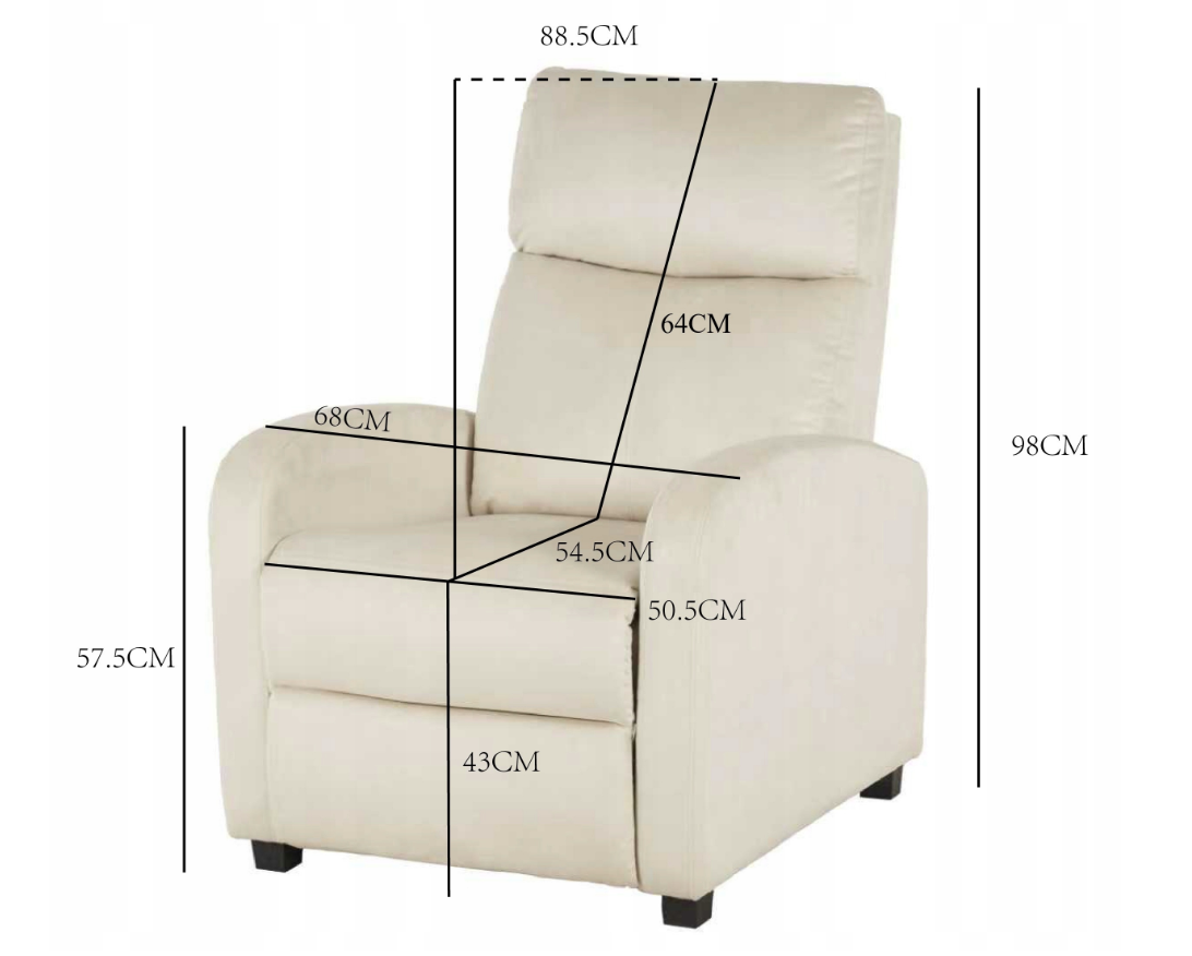 Polohovatelné relaxační sametové křeslo do obývacího pokoje Černá barva